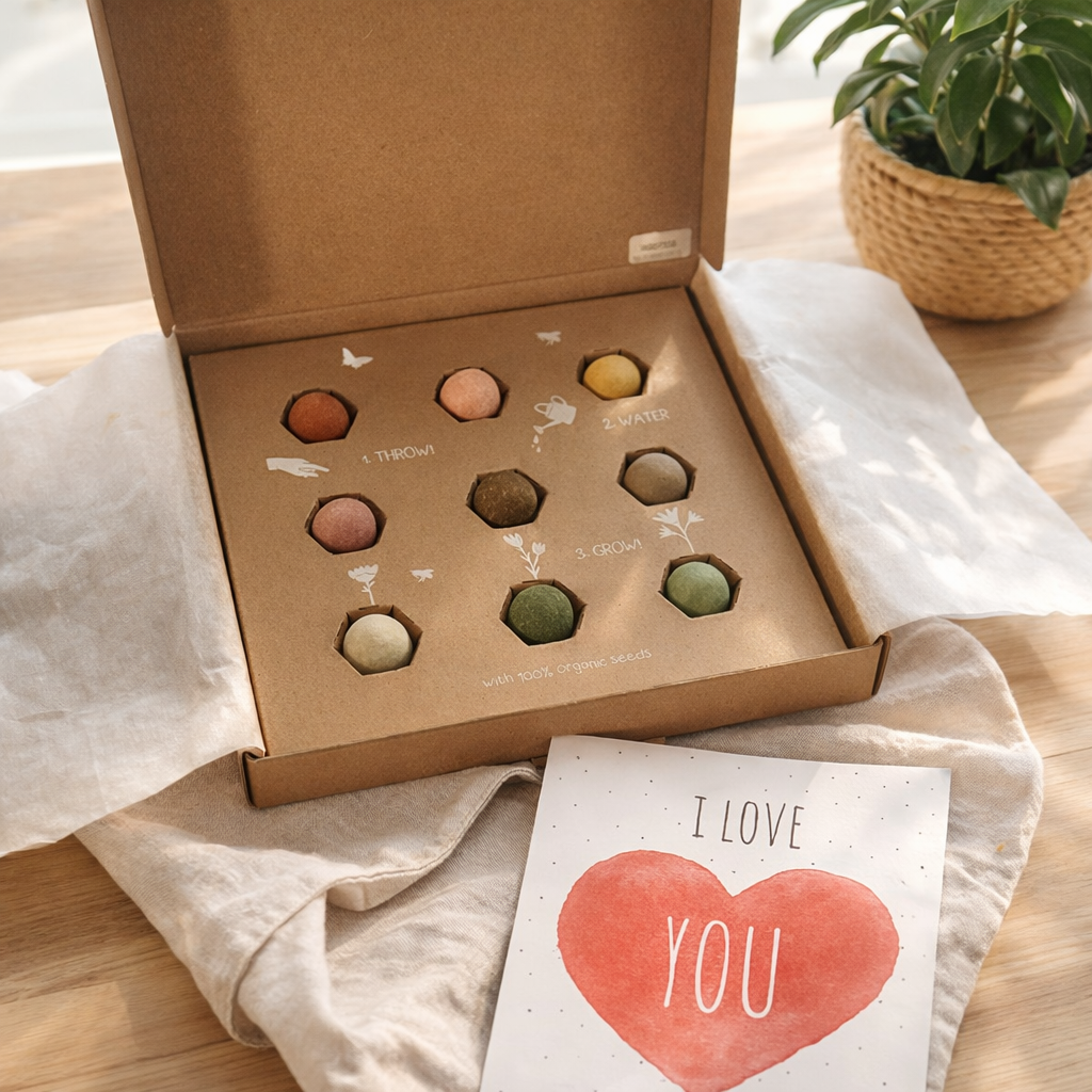 Siemenpallot lahjapakkauksessa (9 kpl) – I Love You | Valonlehti