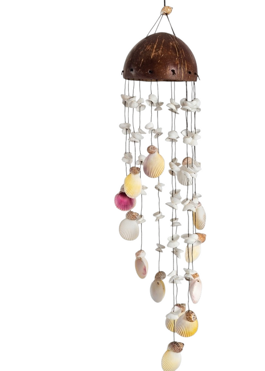 Simpukkatuulikello (44–55 cm) – käsintehty boho sisustus